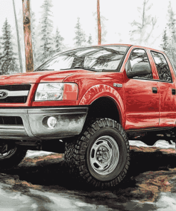 Red Ford Ranger 2007 Truck Diamond Painting