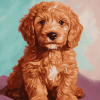 Red Goldendoodle Puppy Diamond Painting