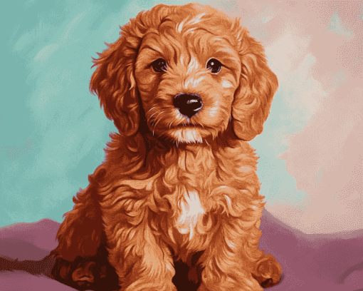 Red Goldendoodle Puppy Diamond Painting