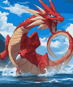 Red Gyarados Dragon Diamond Painting