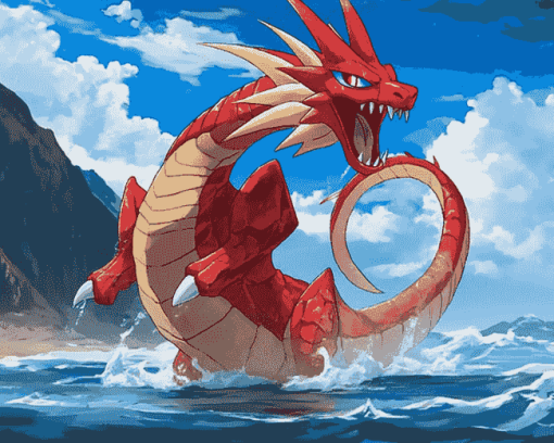 Red Gyarados Dragon Diamond Painting