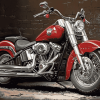 Red Harley Low Boy Motorcycles Diamond Painting