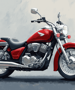 Red Honda Shadow Engines Diamond Painting