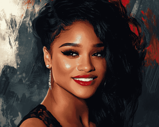 Red Lipstick Ariana DeBose Diamond Painting