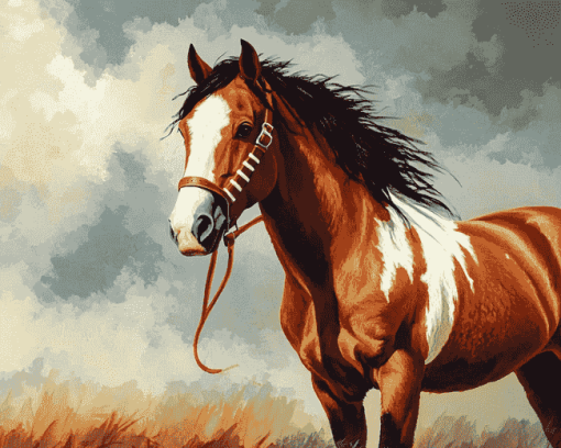 Red Native Horse Diamond Painting