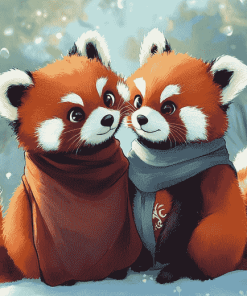 Red Panda Couple Anime Diamond Painting