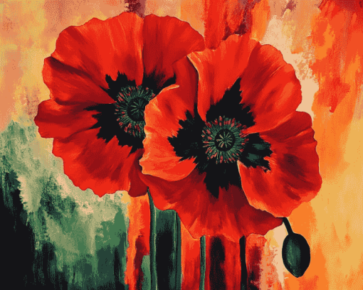 Red Poppy Flower Diamond Painting