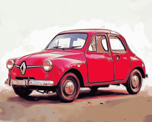 Red Renault Car Diamond Painting