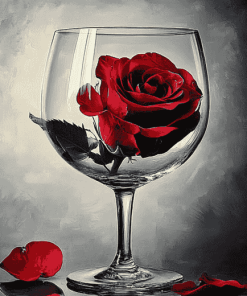 Red Rose Glass Bloom Diamond Painting