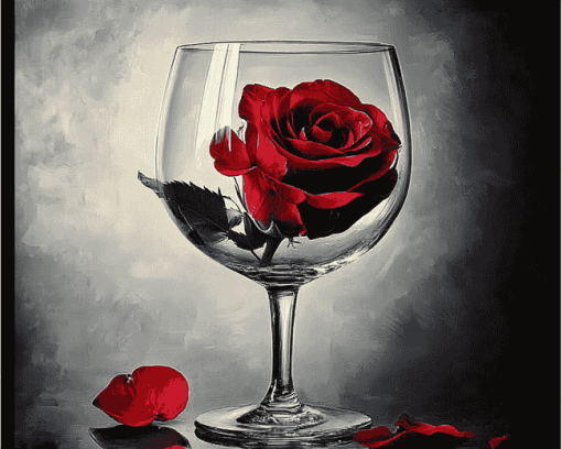 Red Rose Glass Bloom Diamond Painting