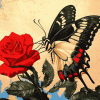 Red Rose with Butterfly Diamond Painting