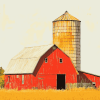 Red Rustic Barn Landscape Diamond Painting