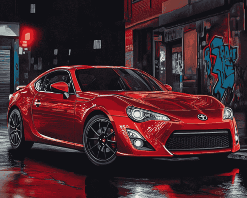 Red Scion Sports Car Diamond Painting