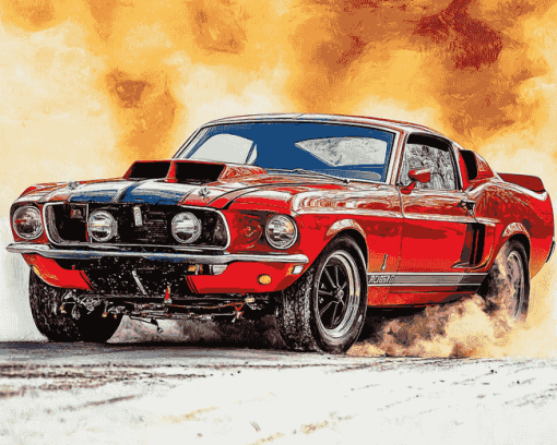 Red Shelby Mustang Art Diamond Painting