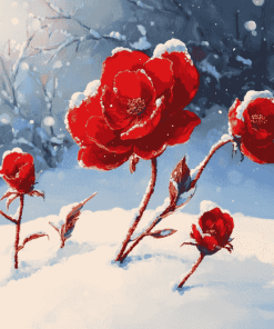 Red Spring Blooms Diamond Painting