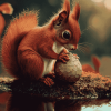 Red Squirrel Acorn Diamond Painting