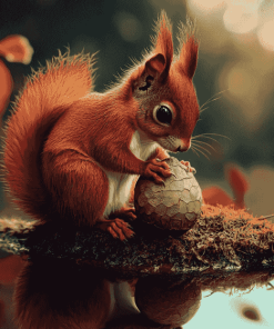 Red Squirrel Acorn Diamond Painting