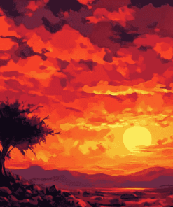 Red Sunset in National Parks Diamond Painting