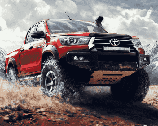 Red Toyota Hilux Truck Diamond Painting