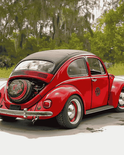 Red VW Super Beetle Diamond Painting