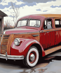 Red Woody Car Design Diamond Painting