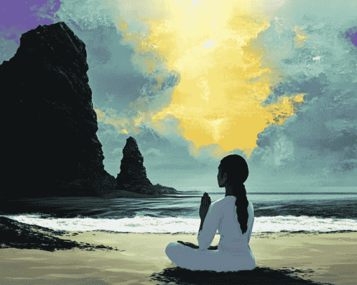 Relaxing Beach Yoga Diamond Painting