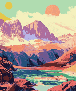 Retro Mountain National Park Diamond Painting