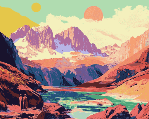 Retro Mountain National Park Diamond Painting