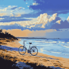 Riding a Bicycle by the Seaside Diamond Painting