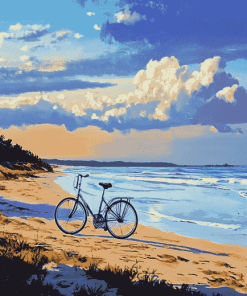 Riding a Bicycle by the Seaside Diamond Painting