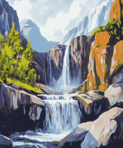 Rocky Mountain Waterfalls Diamond Painting