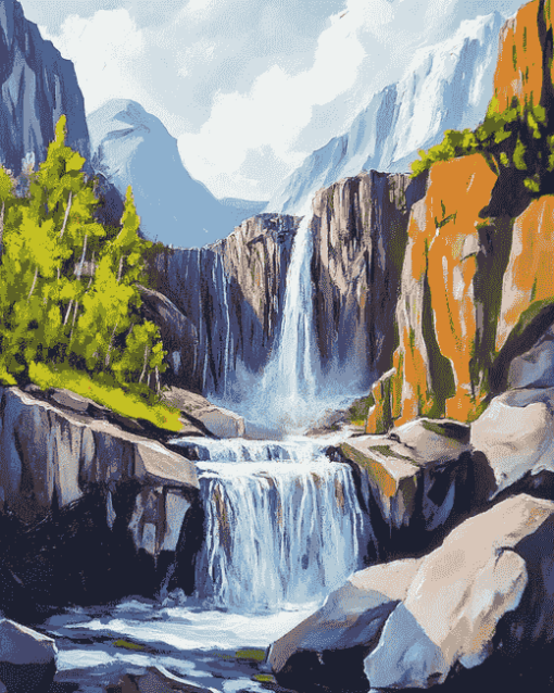 Rocky Mountain Waterfalls Diamond Painting