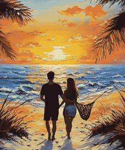 Romantic Beach Lovers Diamond Painting