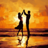 Romantic Beach Silhouette Diamond Painting