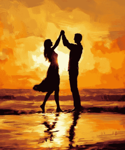 Romantic Beach Silhouette Diamond Painting