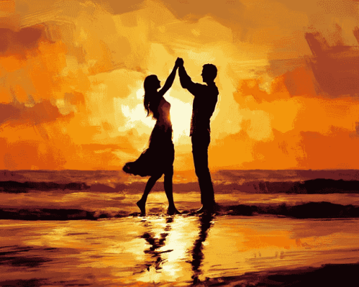 Romantic Beach Silhouette Diamond Painting