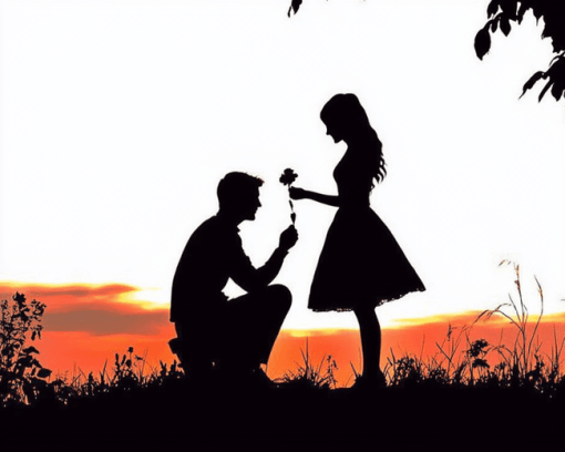 Romantic Proposal Silhouette Diamond Painting