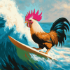 Rooster Surf Adventure Diamond Painting