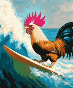 Rooster Surf Adventure Diamond Painting