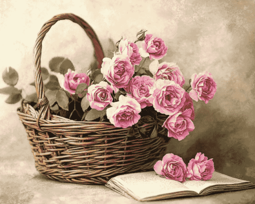 Rose Blooms Basket Diamond Painting