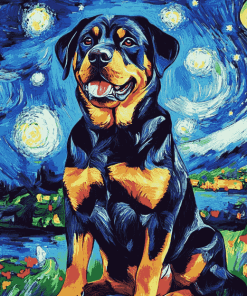 Rottweiler Starry Night Diamond Painting