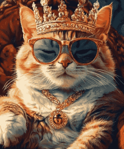 Royal Cat with Glasses Diamond Painting