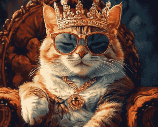 Royal Cat with Glasses Diamond Painting