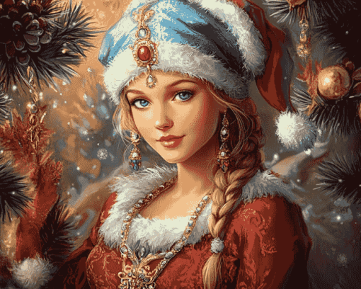 Russian Lady Christmas Diamond Painting