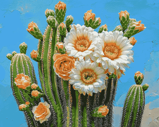 Saguaro Cactus Blossoms Diamond Painting