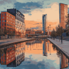 Salford City Reflections in England Diamond Painting