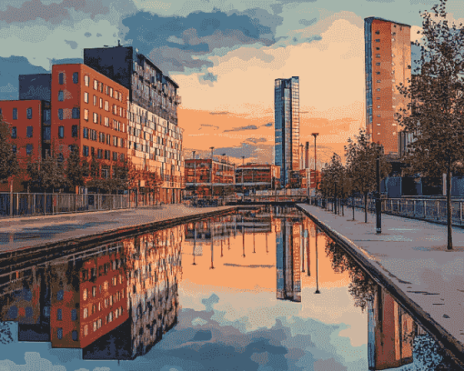 Salford City Reflections in England Diamond Painting