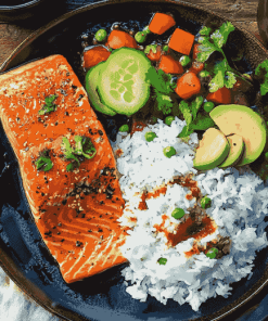 Salmon and Rice Meal Diamond Painting