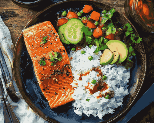 Salmon and Rice Meal Diamond Painting