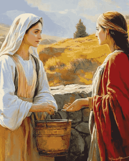 Samaritan Woman Vintage Diamond Painting